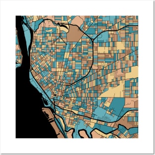 Buffalo Map Pattern in Mid Century Pastel Posters and Art